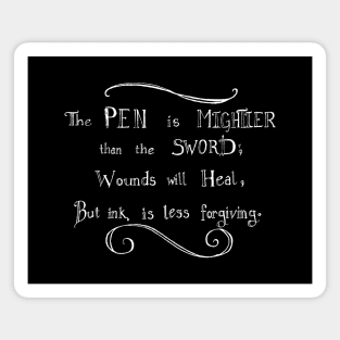 Mightier than the Sword (white ink) Magnet